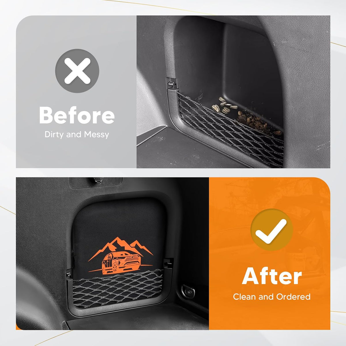 Powerty Trunk Organizer for Toyota RAV4 2019-2025, RAV4 Cargo Organizer, Cargo Storage Bag for 2019-2025 Toyota RAV4 Accessories Orange