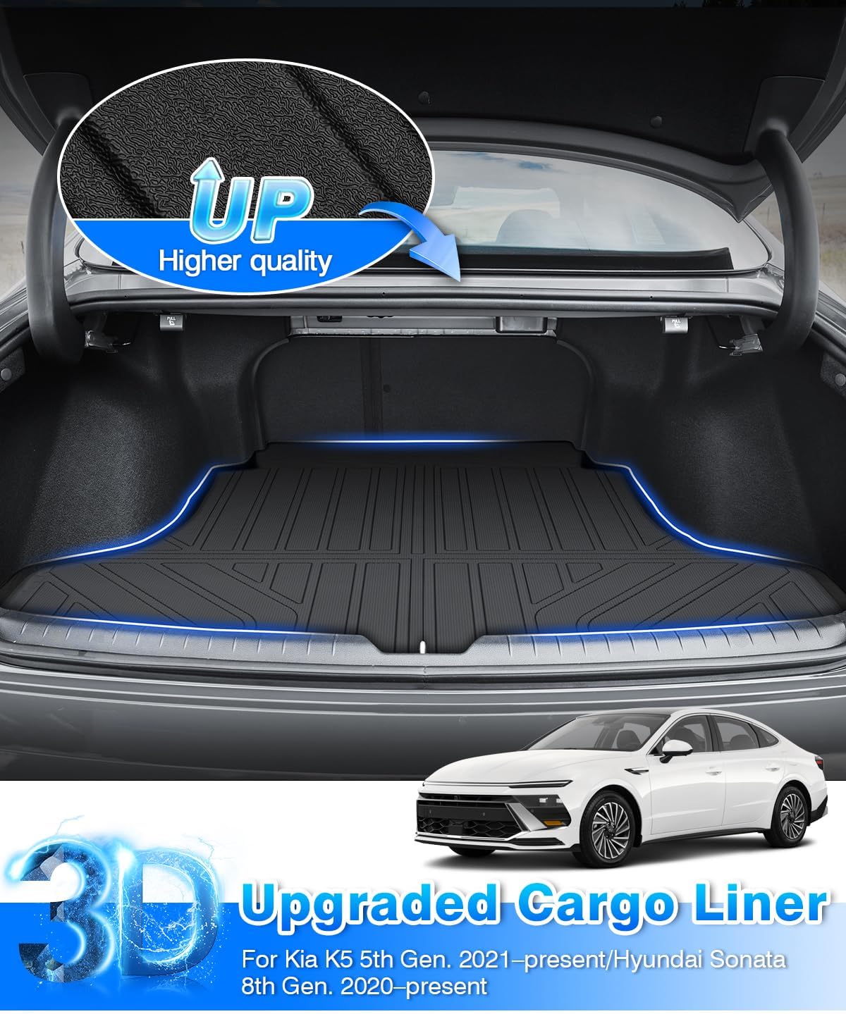 Cartist Floor Mats for Kia K5 (Only FWD Models) 2021-2026 & Hyundai Sonata/Sonata Hybrid 2020-2026, All Weather Cargo Liner for K5 Accessories, Heavy Duty Car Mats, Car Accessories
