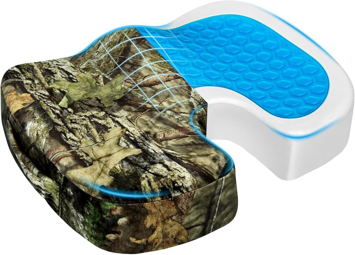 Season Guard Gel Memory Foam Seat Cushion for Tailbone Relief, Mossy Oak