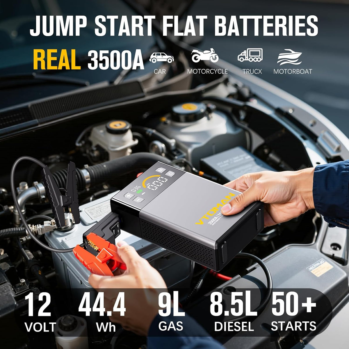 VTOMAN X3 Jump Starter with Air Compressor, 3500A Portable Car Jump Starter