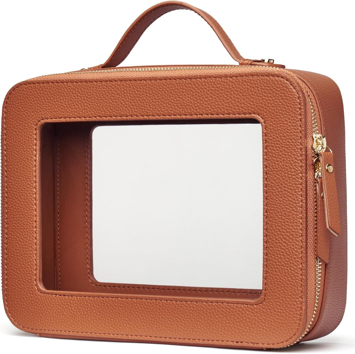 Popvibe Clear Makeup Bag Toiletry Case Travel Transparent Cosmetic Bag with Zipper, Portable Make Up Organizer Traveling Compact Car Bag for Essentials