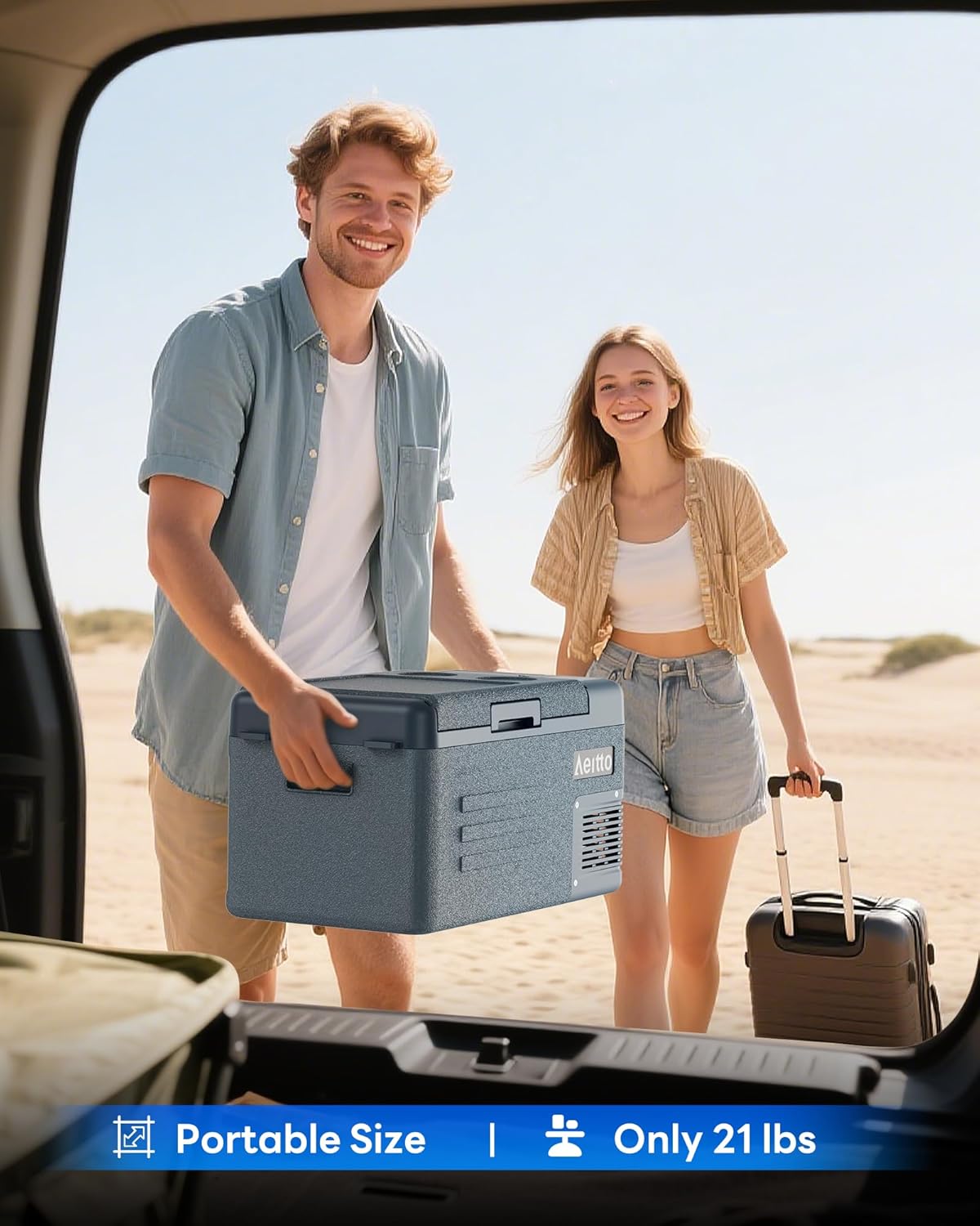 Aeitto 12 Volt Car Refrigerator 20Quart Car Fridge Freezer Electric Cooler Portable Cooler 12V Fridge RV Refrigerator -4℉-68℉ Temp Control 12/24V DC & 100-240V AC for Travel, Camping, RV, Road
