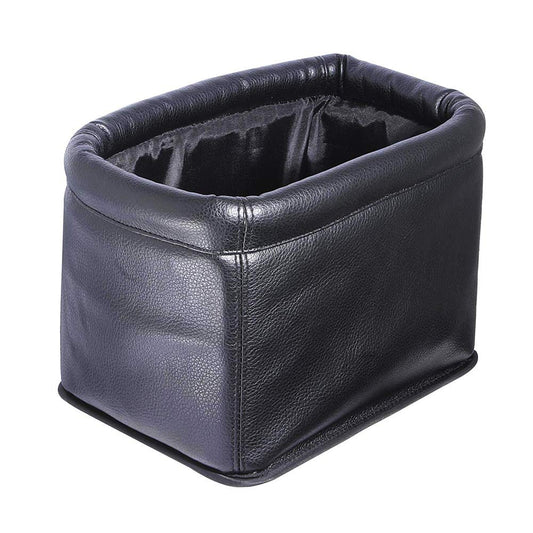 Leather Car Trash Can, Luxury Car Organizer, Leakproof Garbage Can for Car and Trucks, Black