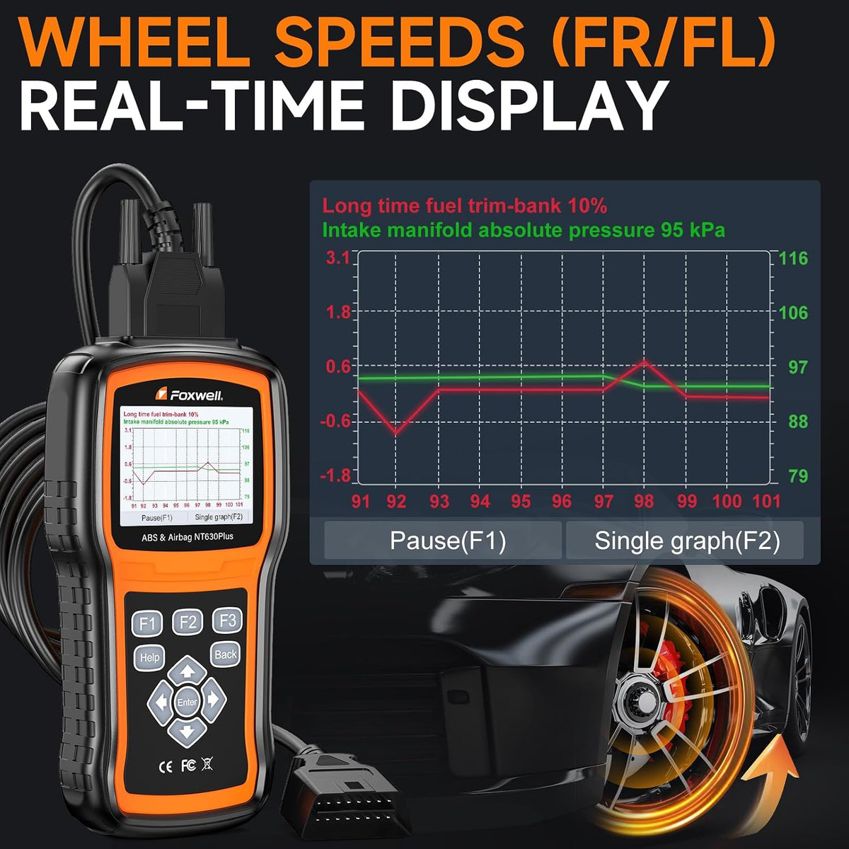 FOXWELL NT630 Plus ABS/SRS OBD2 Scanner, ABS Auto Bleed, Oil EPB SAS Resets