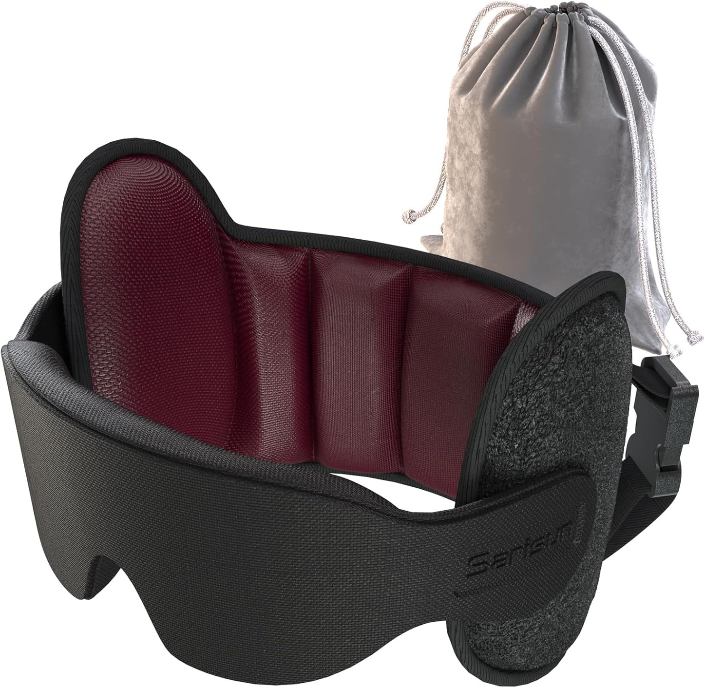 SARISUN Upgraded Travel Pillow, Airplane Head Strap for All Heights, 360° Head Support, Airplane Pillow with 3D Sleep Mask, Light Blocking, Long Flights Essentials Headrest, Stop Bobblehead, Red