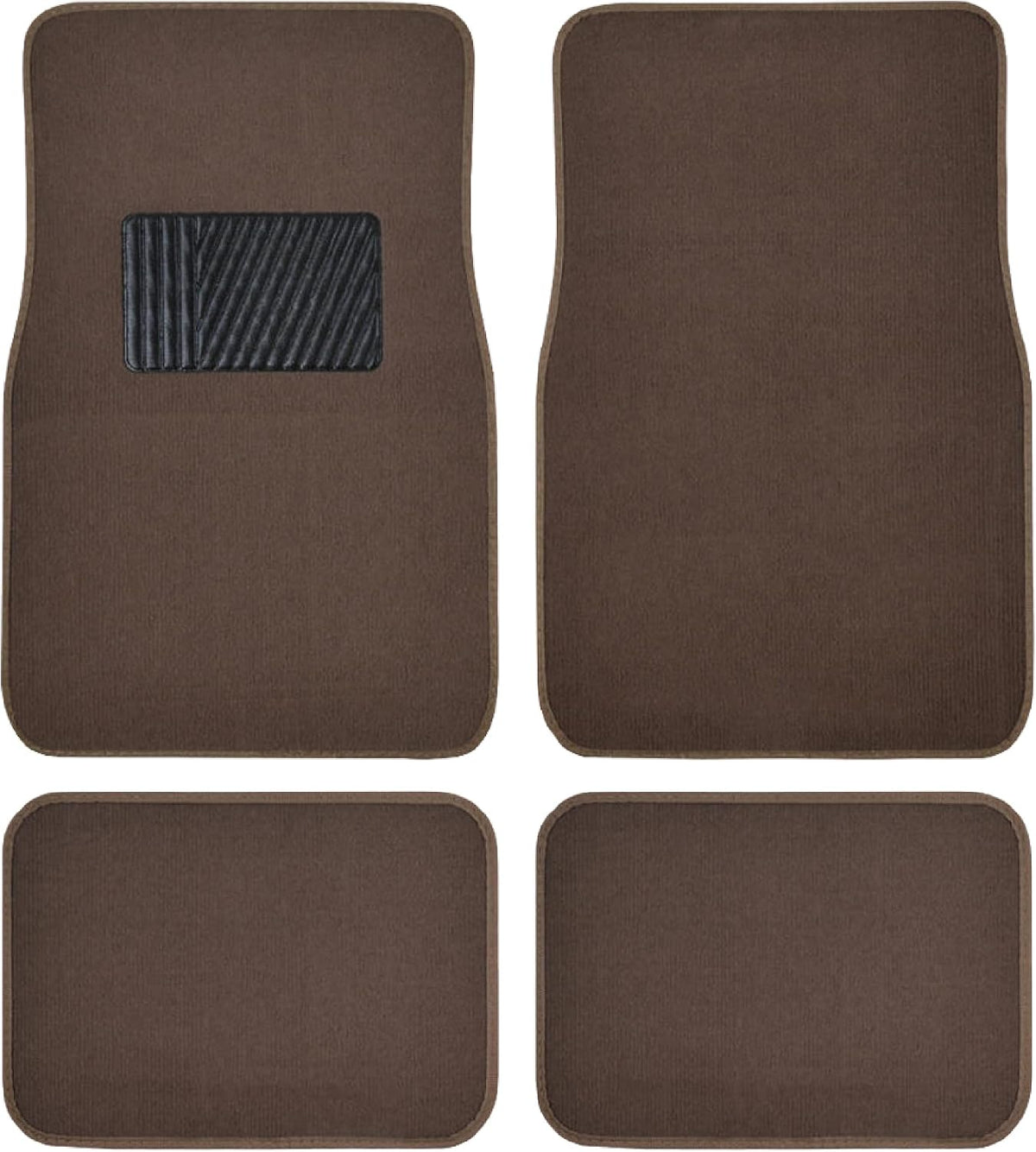 BDK MT-100-DB Classic Dark Beige Carpet Floor Mats with Vinyl Heel Pad for Car SUV Truck Van, Universal Fit Front & Rear Liner