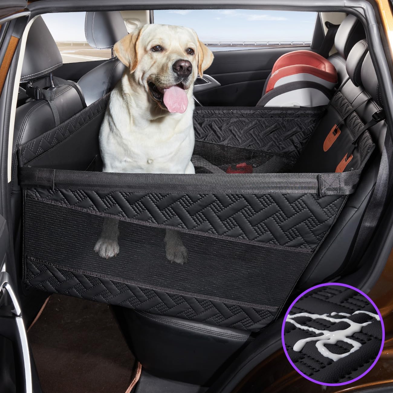 TKYZ Large Dog Car Seat,Back Seat Extender for Dogs,Waterproof Medium Dog Seat Cover for Backseat, Pet Bed for Car Hammock(Black-L)