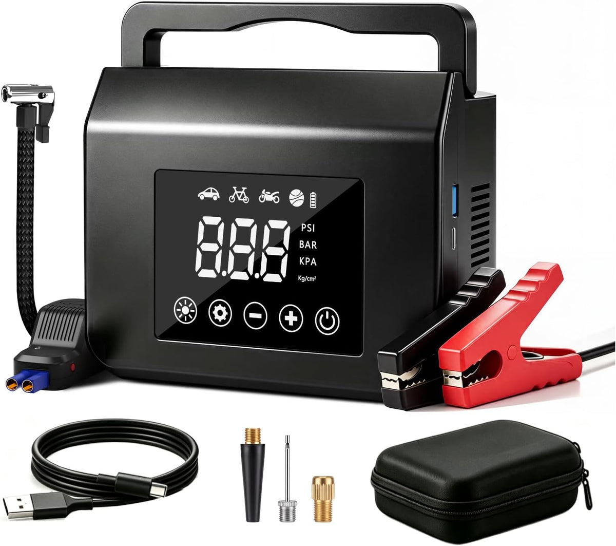 FUNAURORE 4000A Car Battery Jump Starter with Air Compressor 150PSI