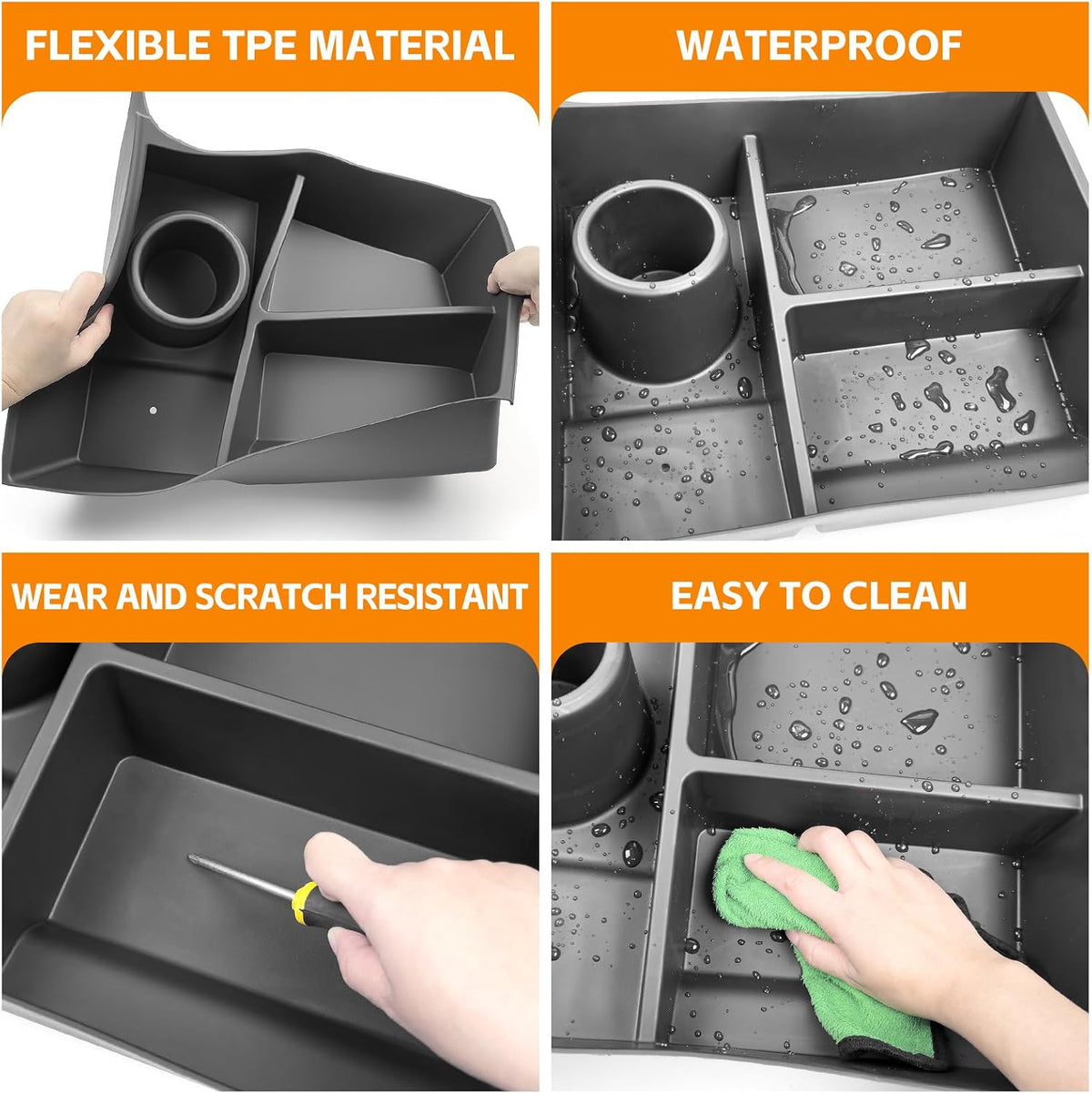 Bench Seat Floor Organizer Compatible with 2013-2025 Ram 1500 2500 3500-5500 Classic Center Console Storage Organizer Under Seat Box Bin Cup Holder for RAM Accessories(RAM Classic Bench Seat)