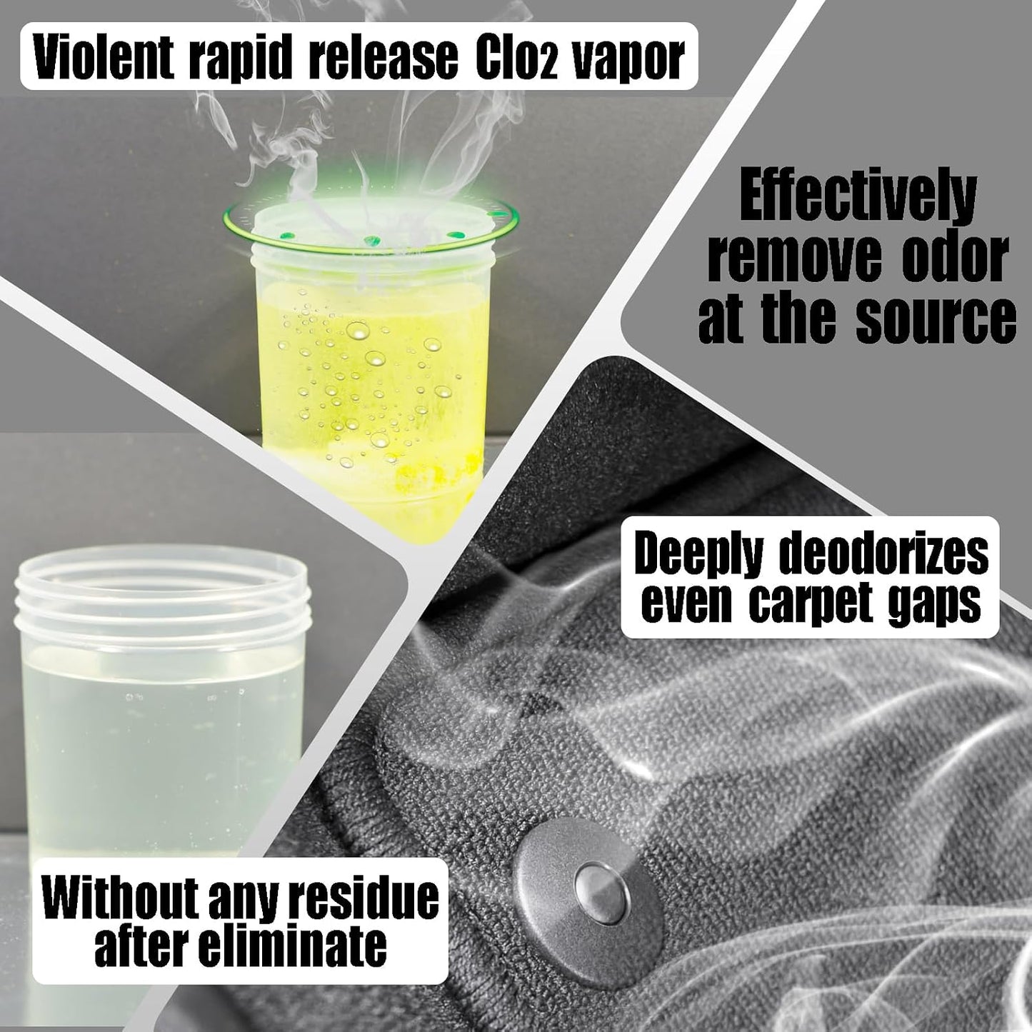 Car Deodorizer Odor Eliminator, Chlorine Dioxide Odor Removal, Fast-Release Clo2 Vapor Eliminate Odor for Car and Home, 100% Without Fragrance or Residue.