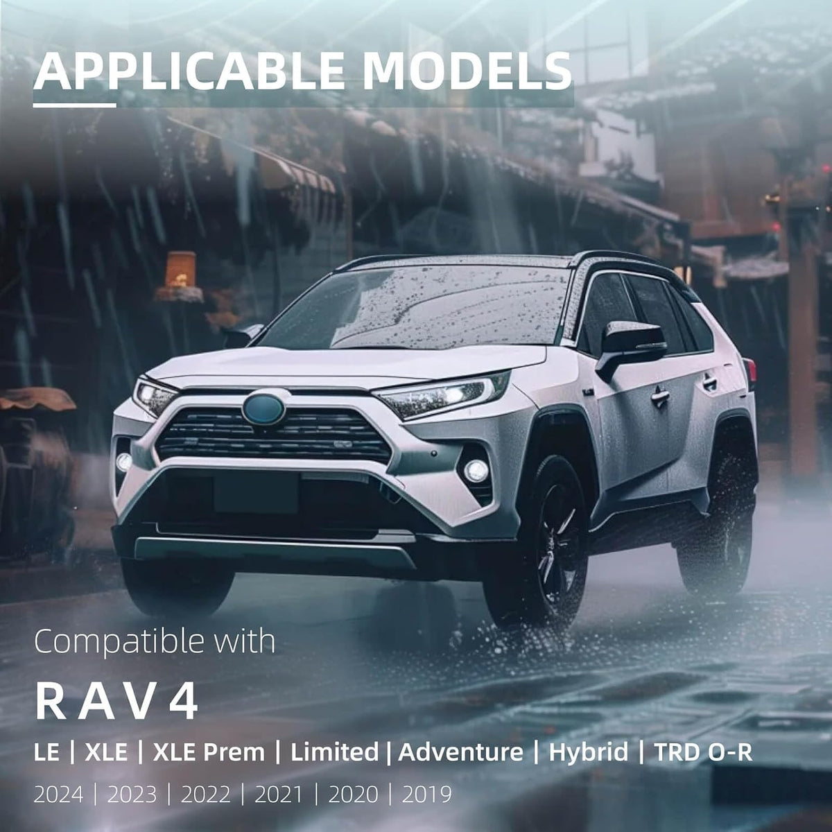 Car Windshield Cover Compatible with Toyota RAV4 2025 2024 2023-2019 LE XLE Hybrid Upgraded Custom Fit Magnetic Windproof Sunshade Cover 4-Layer Protection Ice, UV,Frost Wiper & Mirror Covers