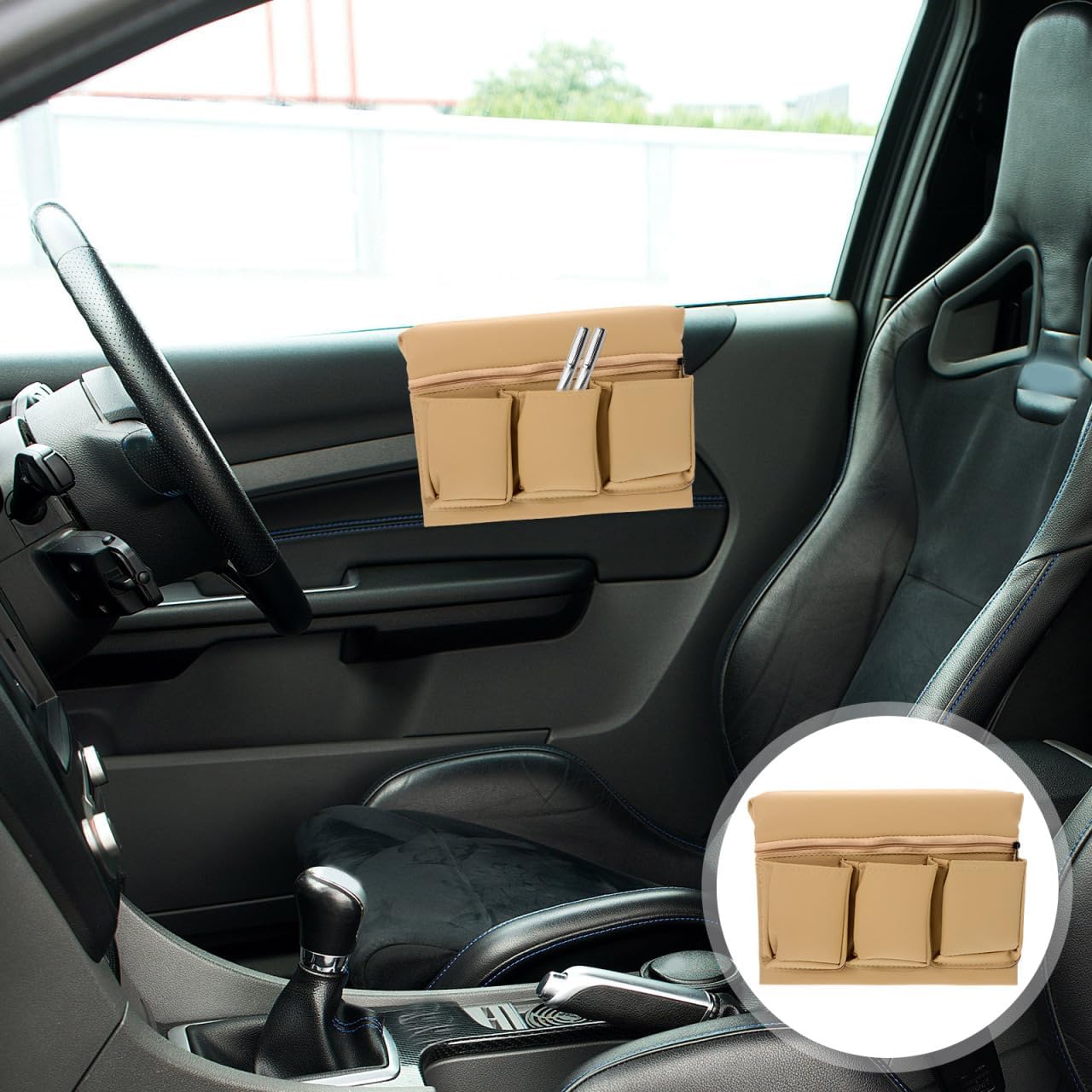 ABOOFAN Car Window Armrest Organizer Arm Rest Pad with Storage Universal Car Armrest Extender for Door Elbow Support 9.52 X 7.08 X 3.34 in Easy Install Interior Accessory