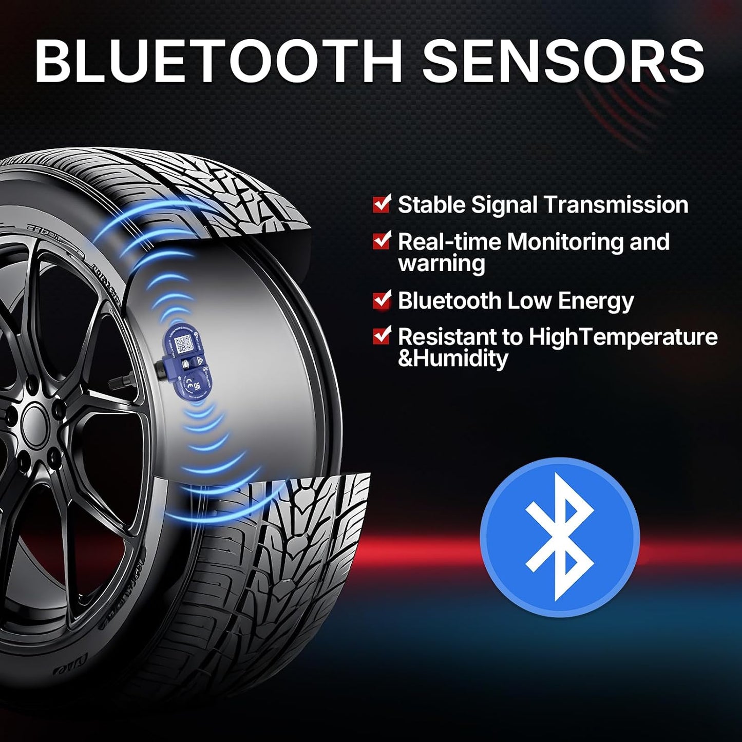 Richeer Upgraded Bluetooth TPMS Sensor for 2020-2025 Model 3, Model Y, Model S, Model X, Tire Pressure Monitoring Sensor Replacement OE# 1490701-00-B, 1490701-01-B, 1490701-01-C