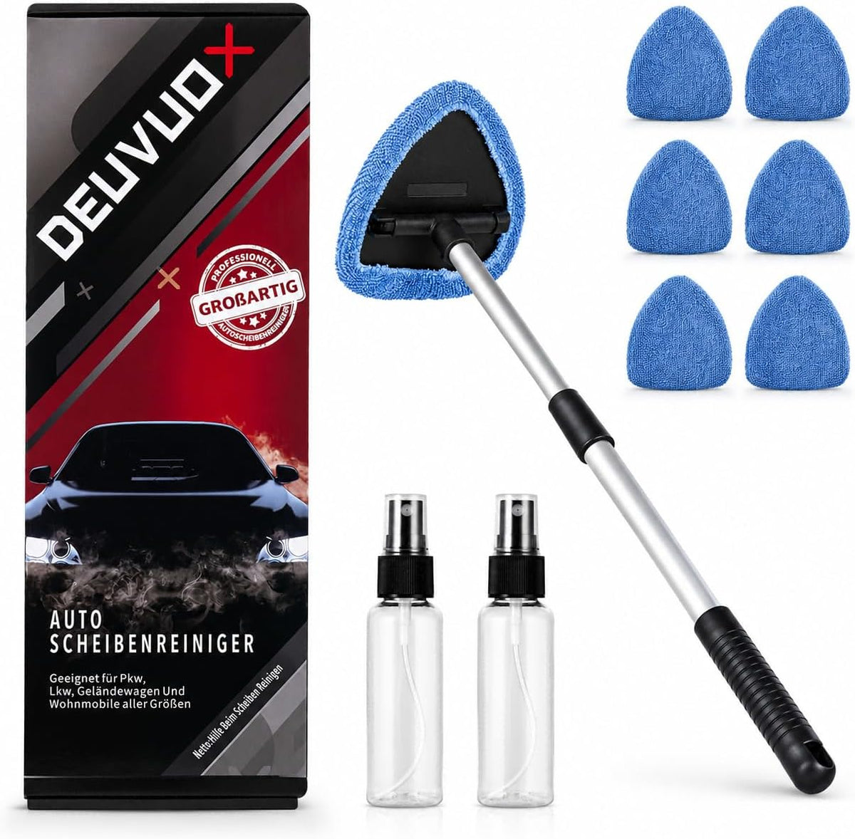 Windshield Cleaner Tool, 21" Extendable Handle, Car Interior Window Cleaner
