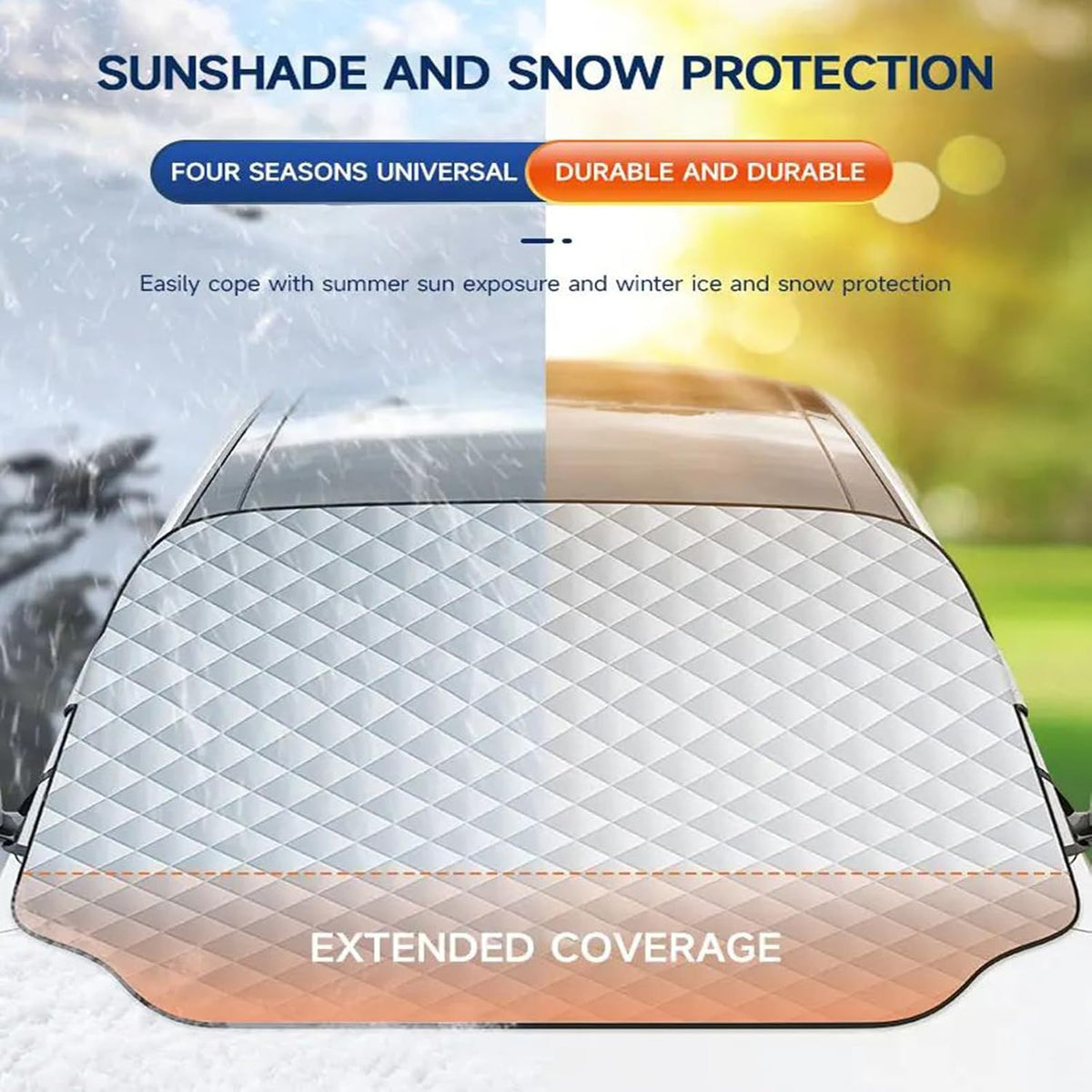 Car Windshield Snow Cover Auto Windshield Protector for Ice and Snow Car Front Snow Ice Protector Cover Winter Windshield Sunshade for Car Outdoor Anti Frost Anti Sun Covers Protection 148x126CM