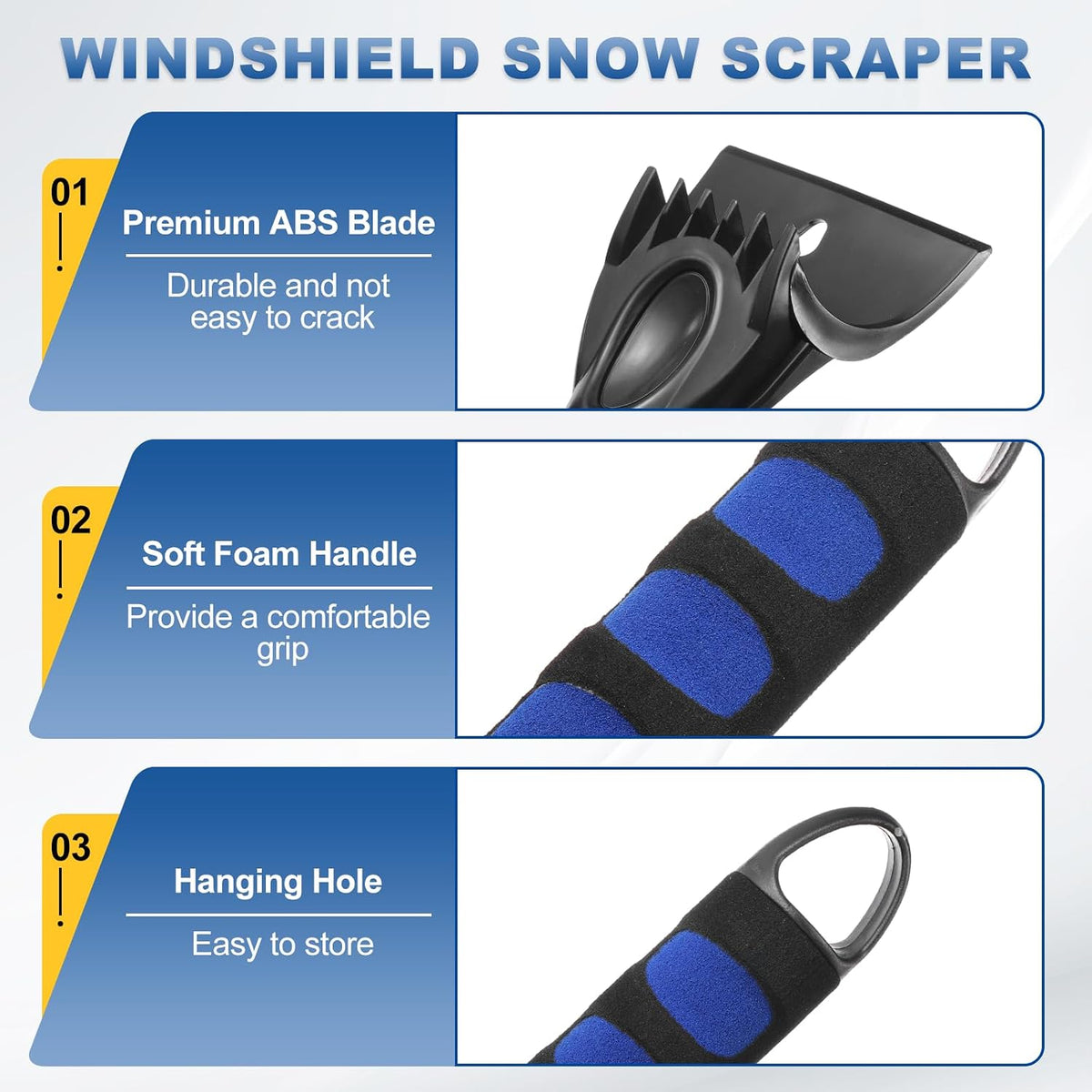 HARFINGTON Ice Scrapers for Car Windshield 12"x4" Window Frost Removal Tool