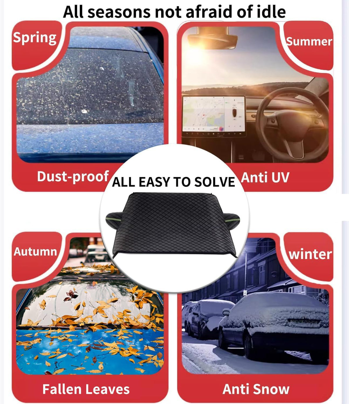 Custom fit for Mini Windshield Snow Covers, 8 Layers WAaterproof Windproof Protection, UV, Winter Magnetic Windshield Frost Cover, for Mini Accessories (for Mini Hardtop 4 Door)