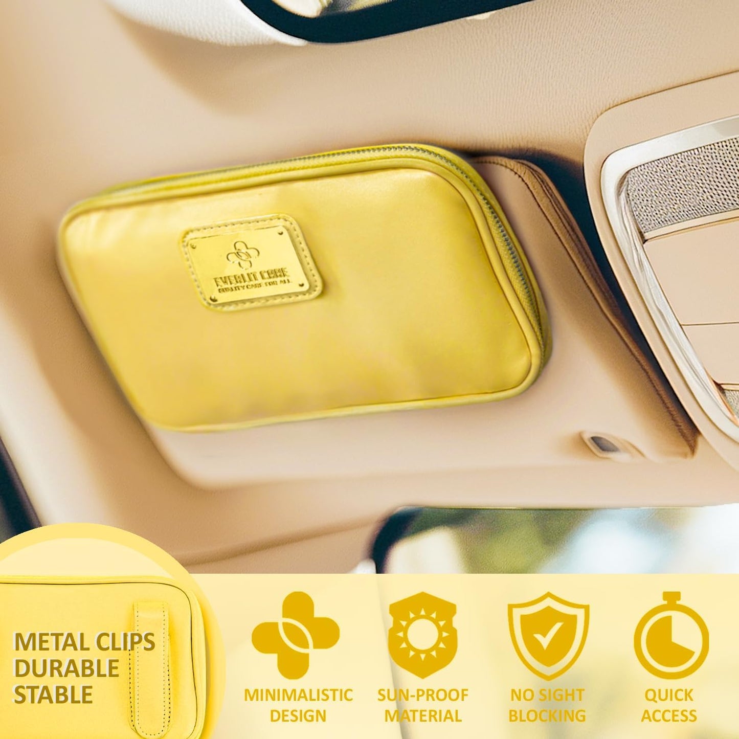 EVERLIT CARE Car First Aid Kit with Emergency Supplies Survival Gear Including Window Breaker Disposable Urine Bag Mountable Survival Kit for Family Travel in Car (Yellow)