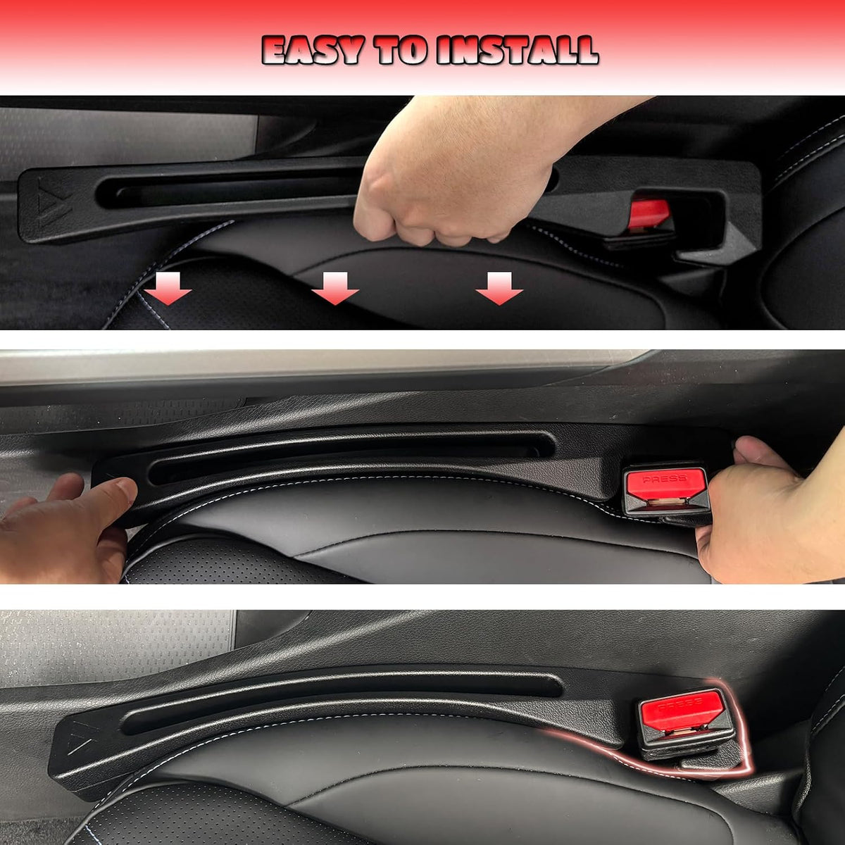 Chevy Equinox Seat Gap Filler, Car Seat Gap Filler Organizer Stop Things from Dropping Customized Interior Accessories for Chevy, Black Pack of 2