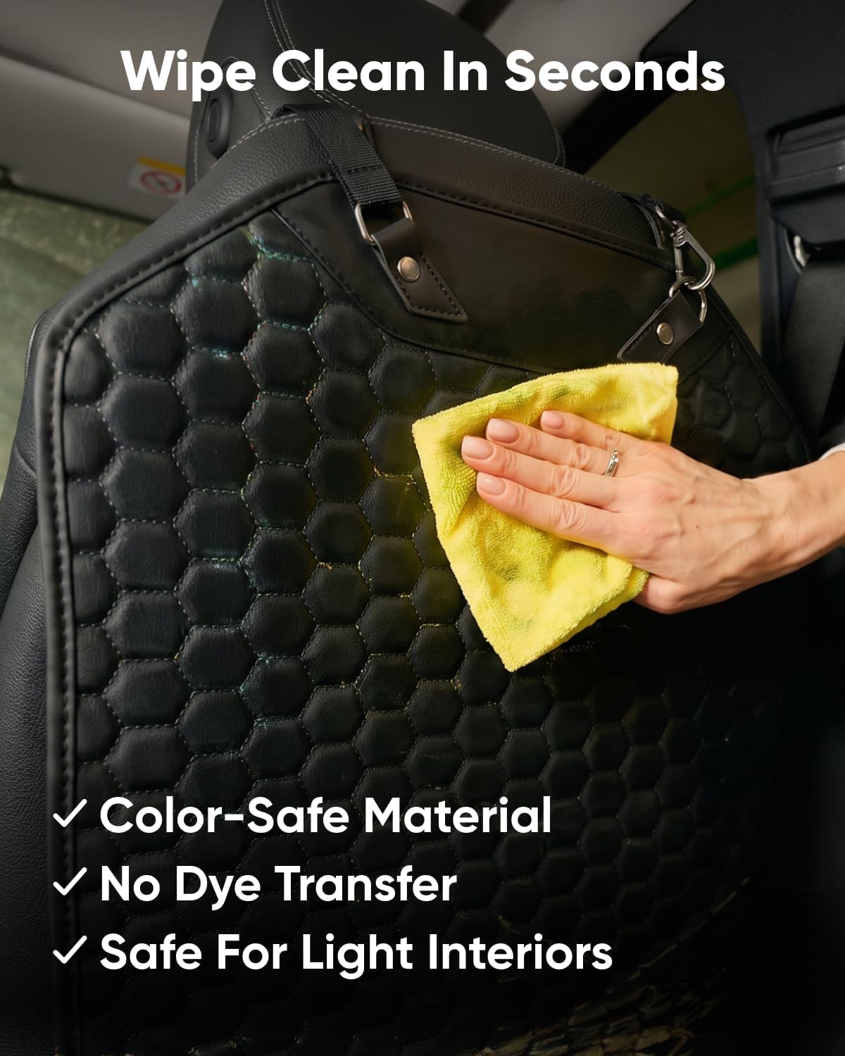 Owleys Kick Mat Back Seat Protector - Car Back Seat Cover for Kids Feet - Waterproof & Sturdy Protector for Upholstery from Dirt, Mud, Scratches and Stain (Black 2 pcs)