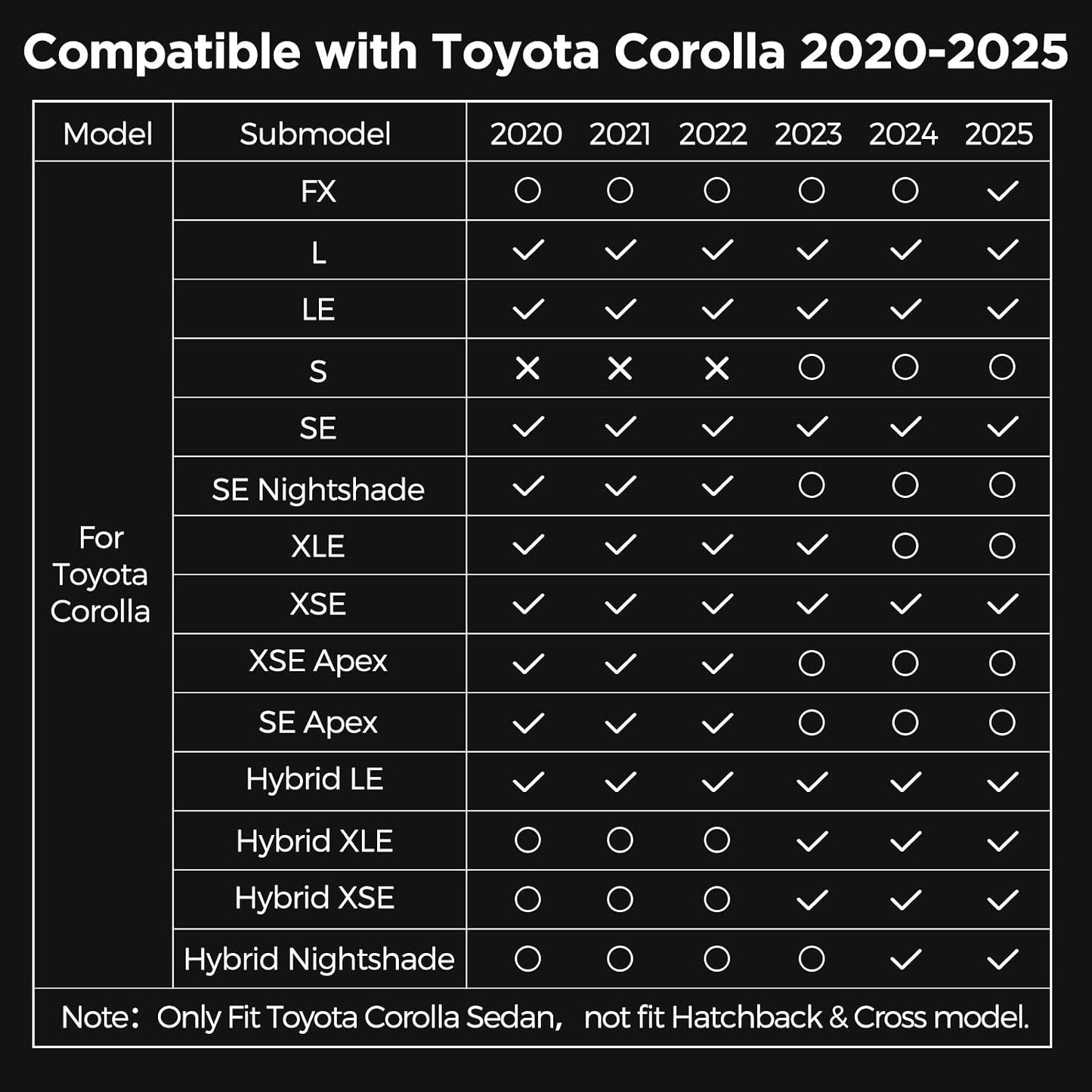 BAMACAR 2020-2025 2026 for Toyota Corolla Sedan Floor Mats Cargo Liner 4Pcs(Not for Hatchback and Cross), All Weather for Corolla Car Mat (Include Hybrid) Trunk Carpet 2021 2022 2023 Car Accessories