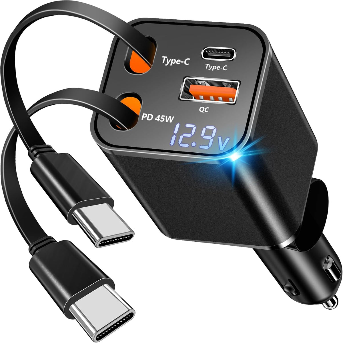 Apple MFi Certified Retractable Car Charger, 120W USB C Car Phone Charger