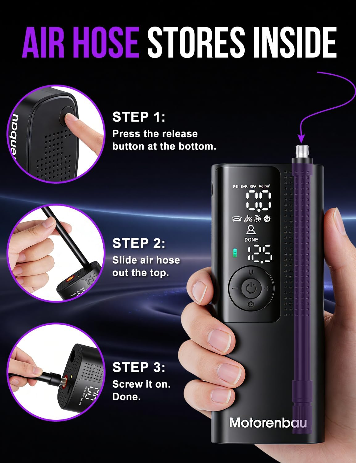 Tire Inflator Portable Air Compressor, 3X Faster Inflation
