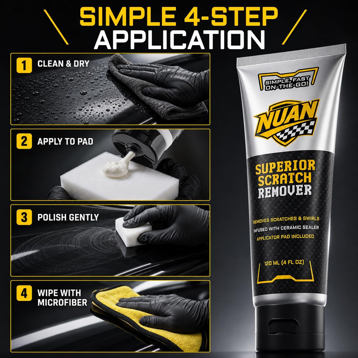 NUAN 2-IN-1 Scratch Removal Wax, Repair Car Scratches & Shine for Vehicles