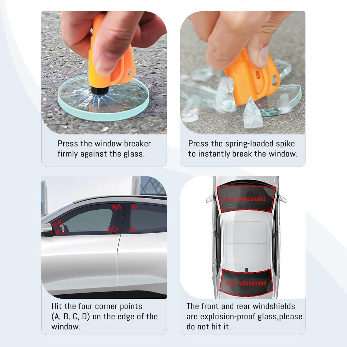 16Pcs Car Window Breaker Seatbelt Cutter Keychain, 3 in 1 Emergency Escape Tool