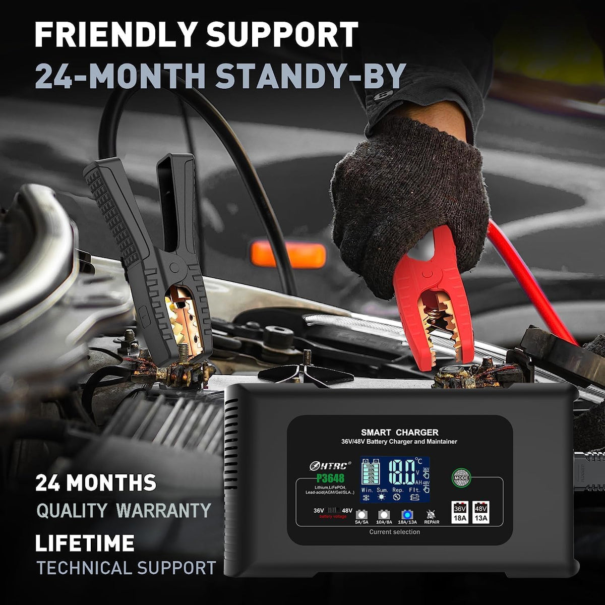 Golf Cart Battery Charger, 48Volt 13AMP and 36Volt 18AMP Smart Trickle Charger, 48V Golf Charger for EZGO RXV&TXT 3-Pin Triangular Plug,Lithium,LiFePO4,Lead-Acid AGM/Gel/SLA..Battery Charger