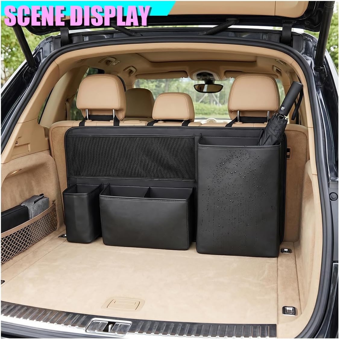 Car Trunk Hanging Organizer, Water-Resistant Large Capacity Car Backseat Storage Bag with Adjustable Straps, Automotive Interior Cargo Organizers for SUV MPV Truck(Bag)