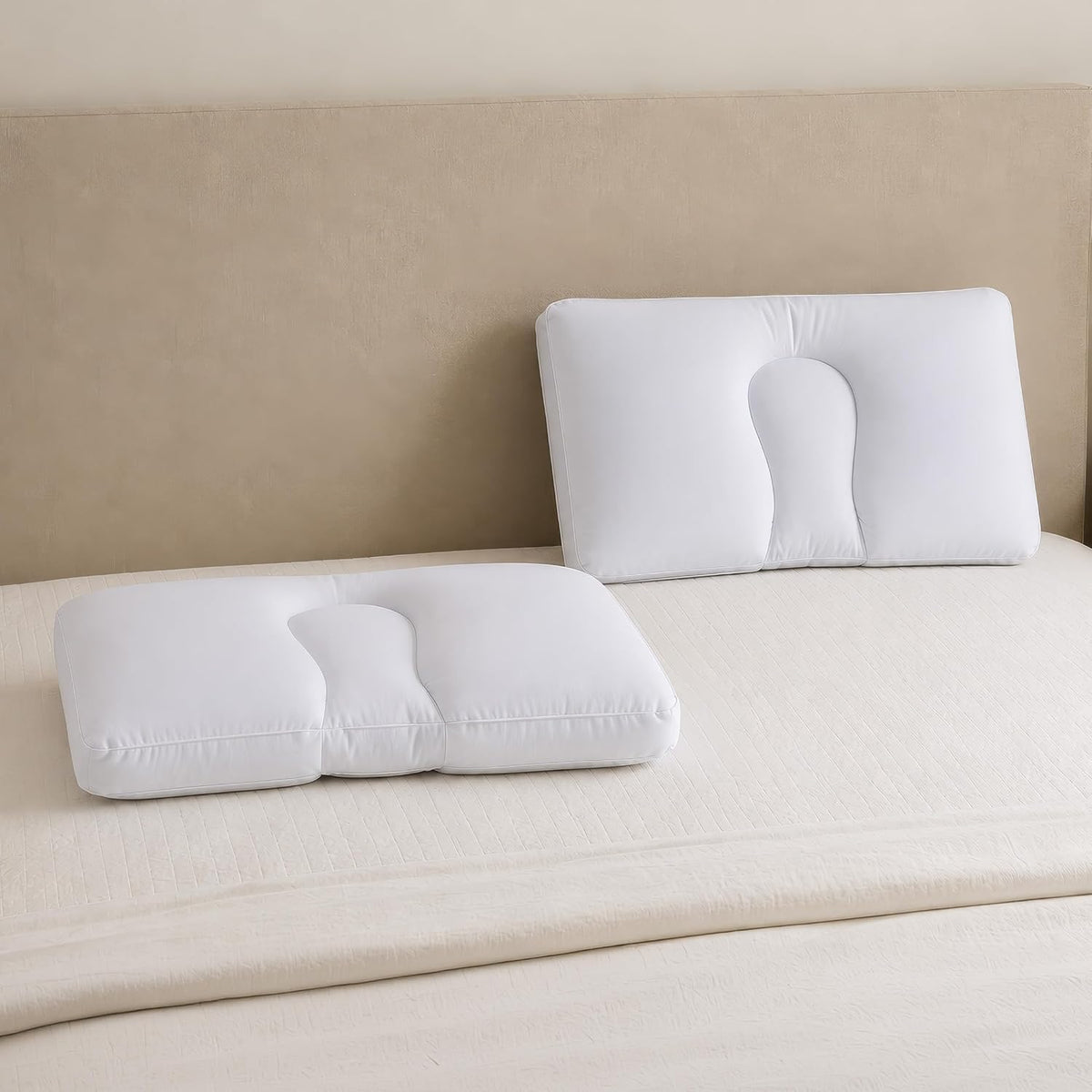 Bluestone Microbead Neck Pillows for Sleeping, White, Set of 2, 20.5”x11”x4”