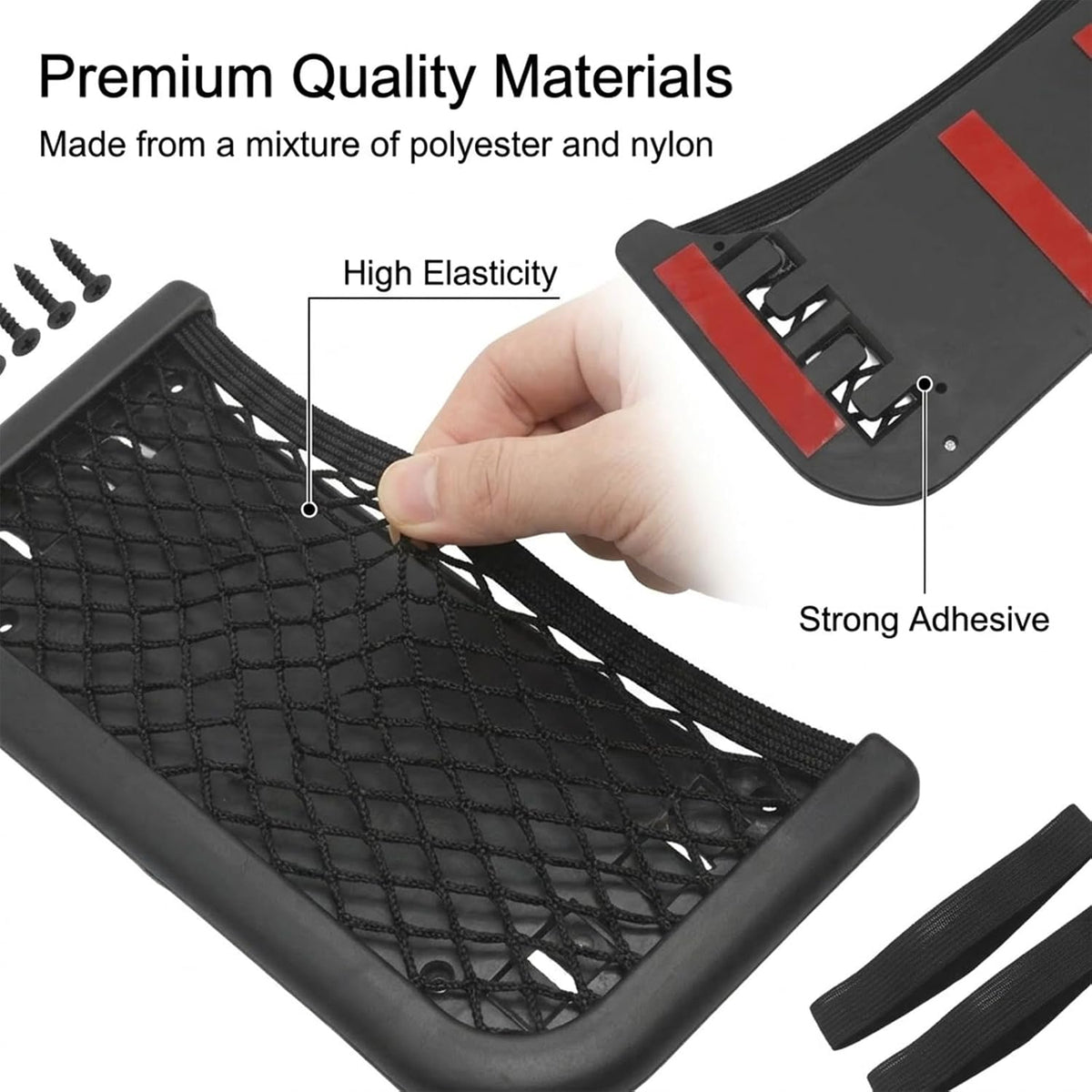 2 PCS ABS Plastic Frame Automotive Cargo Nets, Versatile Mesh Storage Pocket for Auto, RV, Boat, and Travel Accessories