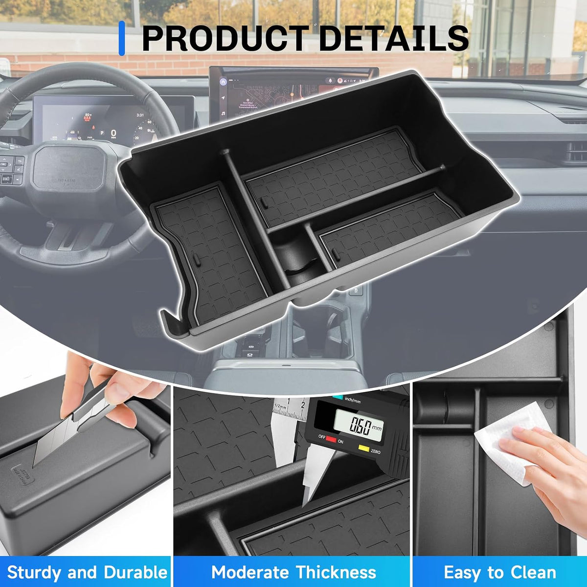 SXCY for 2026 Toyota RAV4 Center Console Organizer Armrest Console Tray