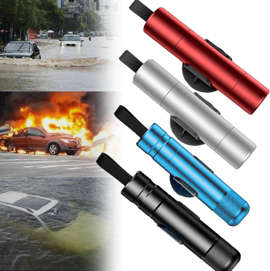 4 PCS Safe Hammer Car Escape Tool and Seatbelt Cutter, Safehammer Glass Breaker, Glass Hammer with Test Glass for Land and Underwater