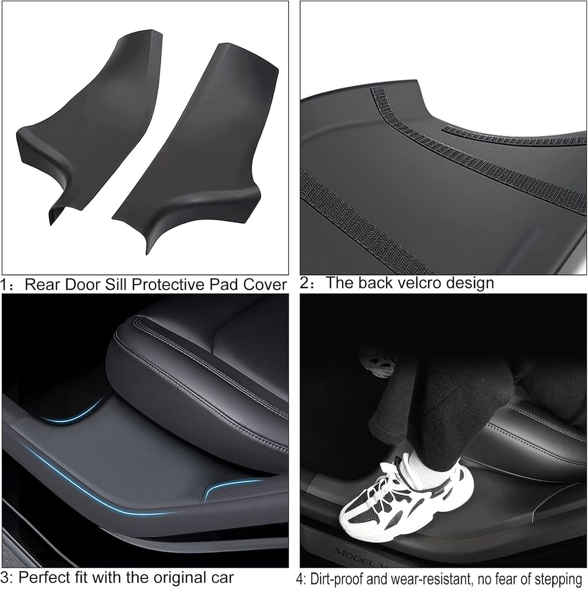 FASTCHE for Tesla Model Y Door Sill Protector 5 Seater (NOT Fit 7 Seater) Rear Door Car Pedal Kick Protection Strip Styling Covers Accessories(2 Packs)