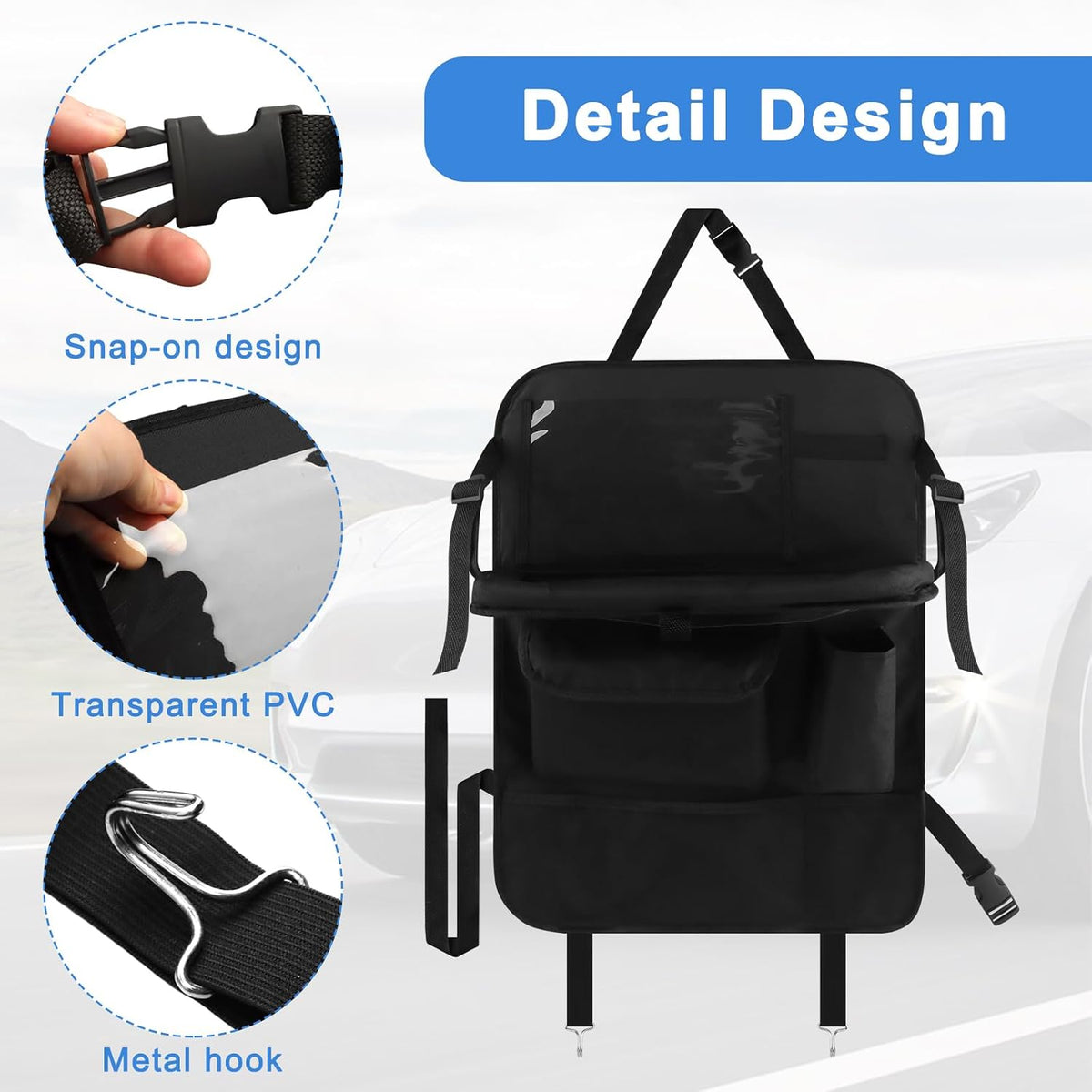Car Backseat Organizer with Foldable Tray and Tablet Holder
