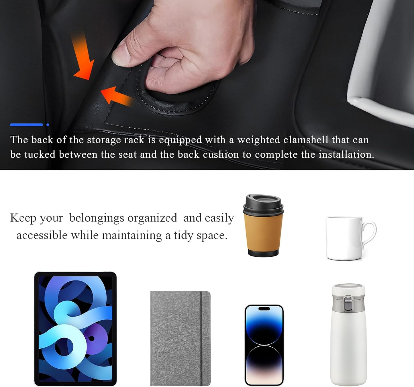 Kewucn Car Back Seat Organizer, Leather Sofa Cup Tray, Waterproof Pillow to Store Drink Snack Phone, Universal Auto Cup Holder for Car, RV, Sofa, Bed (Black)