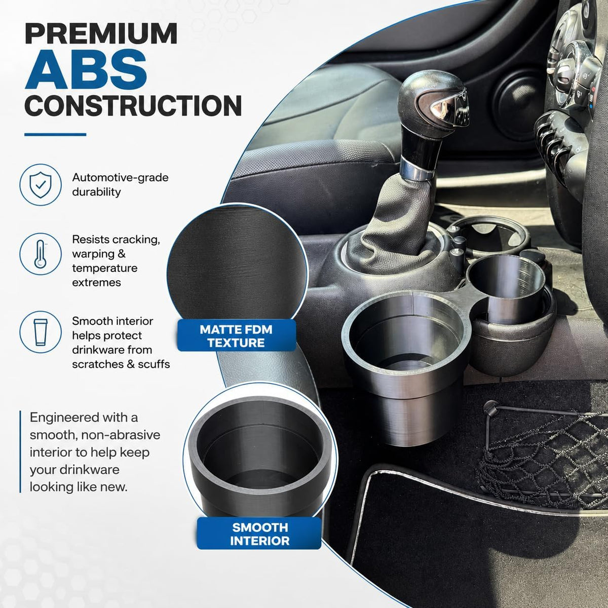 Cup Holder Extender for Mini Cooper R50 R52 R53 – Secure Console Drink Adapter | Fits Large Bottles & Tumblers | No-Spill Stable Base for Daily Commutes