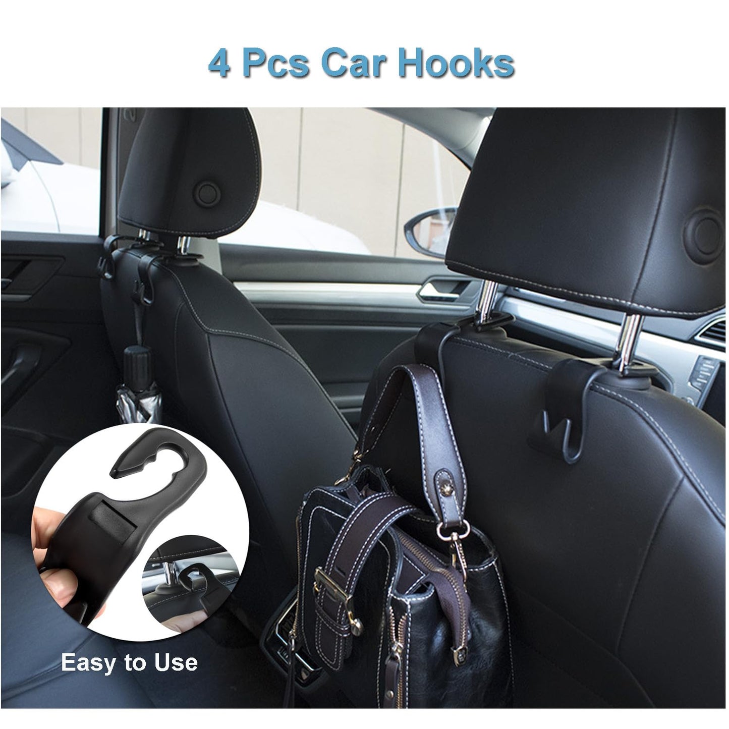 2 Pack Car Trash Can with Lid+4 PCS Car Hooks, Mini Auto Dustbin Trashcan | Includes 120 pcs Trash Bags, Automotive Storage Container Garbage Organizer, Multipurpose Trash Bin for Vehicle, Home, Office
