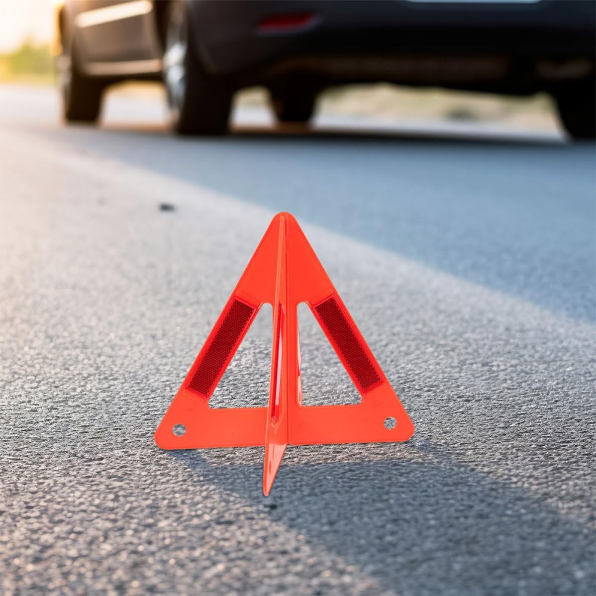 Alipis 4pcs Emergency Reflective Triangle Warning Sign, Red Plastic