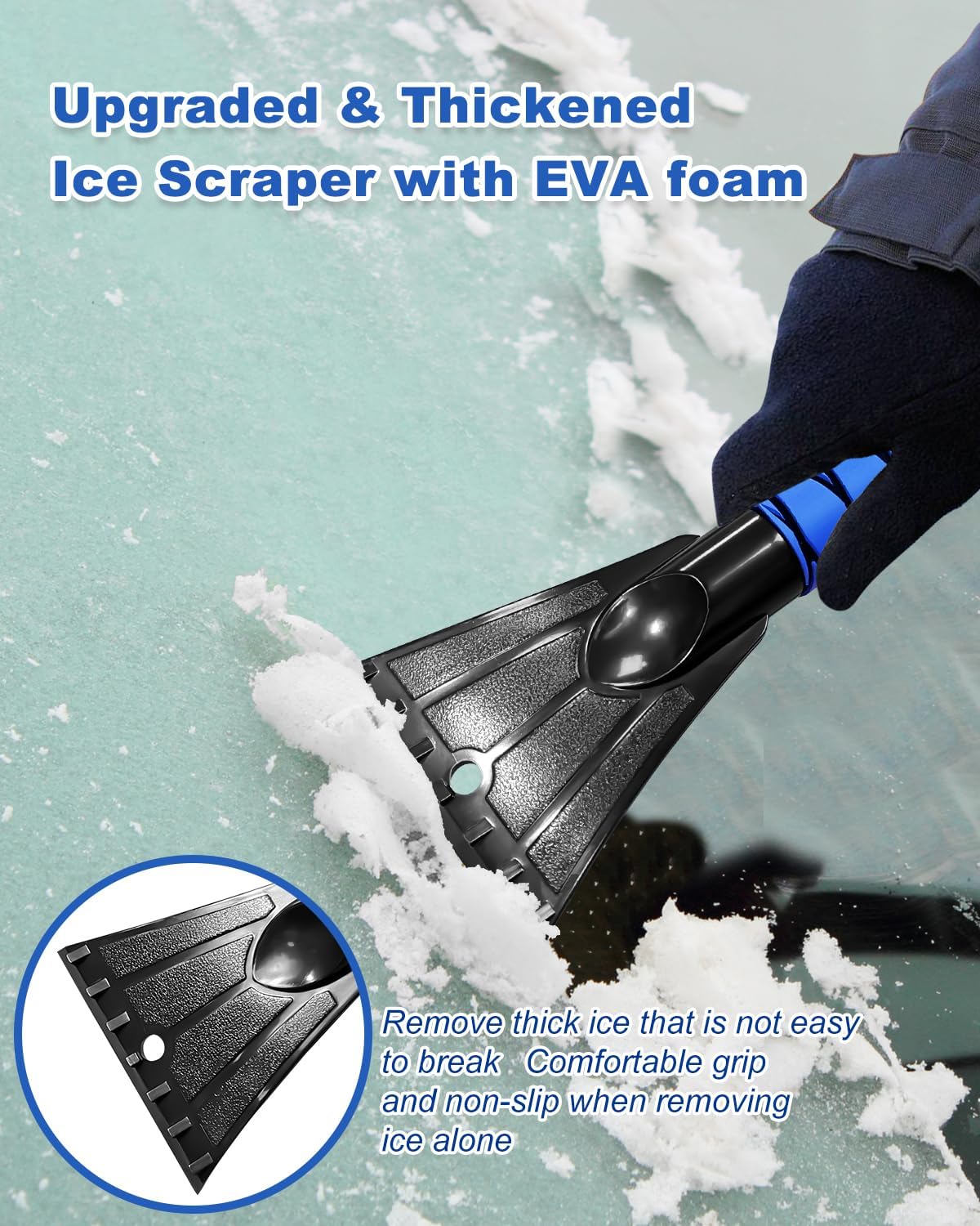 27'' Ice Scraper Snow Brush for Car Windshield, Aluminum Snow Removal Tools with Foam Grip for SUV Vehicle Auto Trucks Window