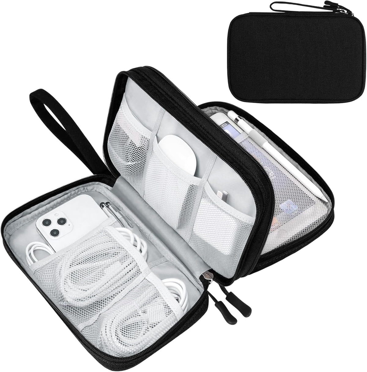 FYY Electronic Organizer, Travel Tech Pouch Bag, Large, Black