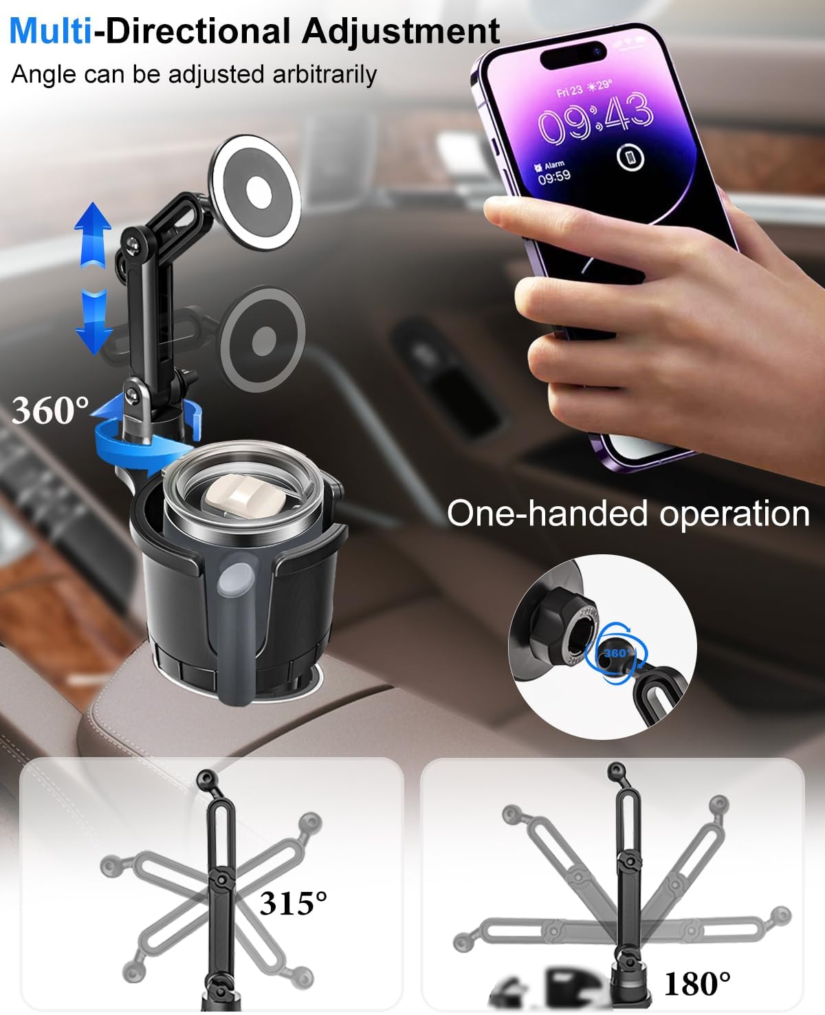 Magnetic Phone Holders for Your Car Cup Holder & Air Vent-2 Packs