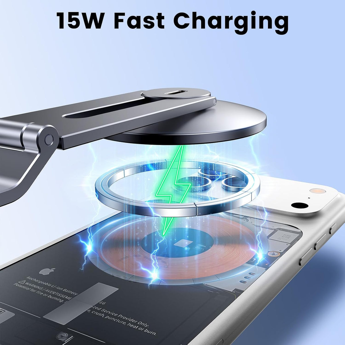 Tesla Phone Mount with 15W Fast Charging, Foldable Hidden Car Holder for Tesla Model 3 / Y/Cybertruck, 360° Rotatable Dashboard Screen Bracket with Ultra-Strong N52 Magnets