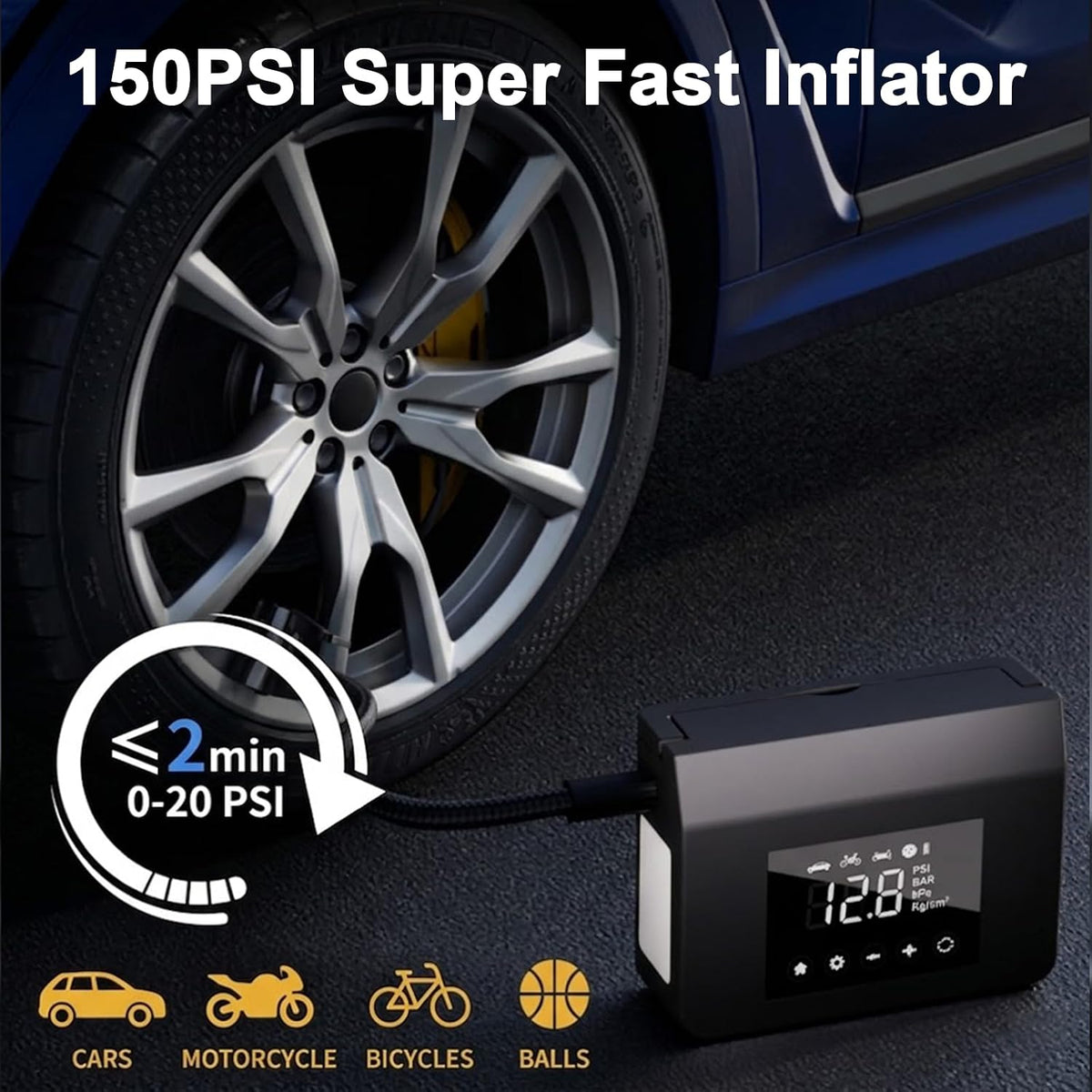 4000A Portable Car Battery Jump Starter with Air Compressor,150PSI Tire Inflator, Jumper Starter for All 12V Vehicles,Power Bank, LED Light,Auto Shutoff