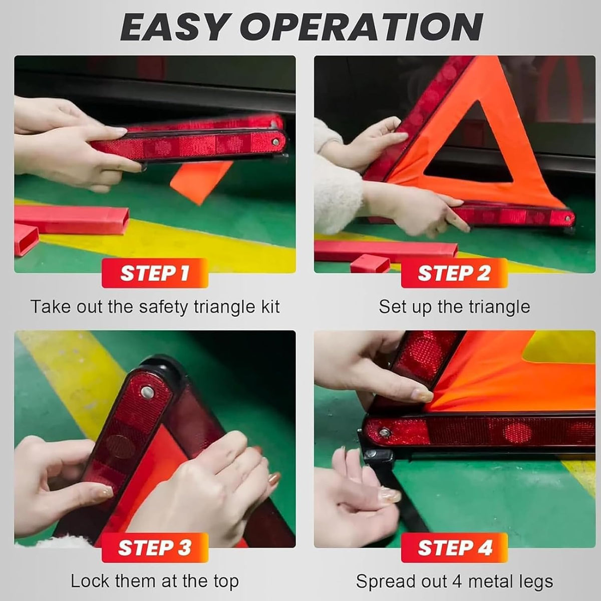 DASBET 2 Pack Emergency Warning Triangles with 1 Pack Reflective Vest