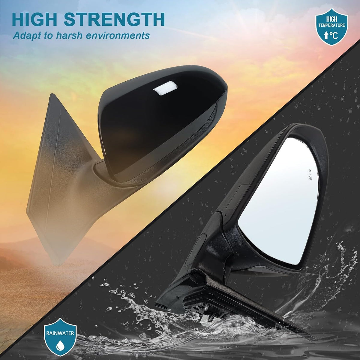 Left Driver Side Mirror Assembly Fits 2017 2018 2019 2020 Hyundai Elantra with Power Glass Heated Blind Spot Detection and Manual Folding Match to Black Replace HY1320226 (7Pins)