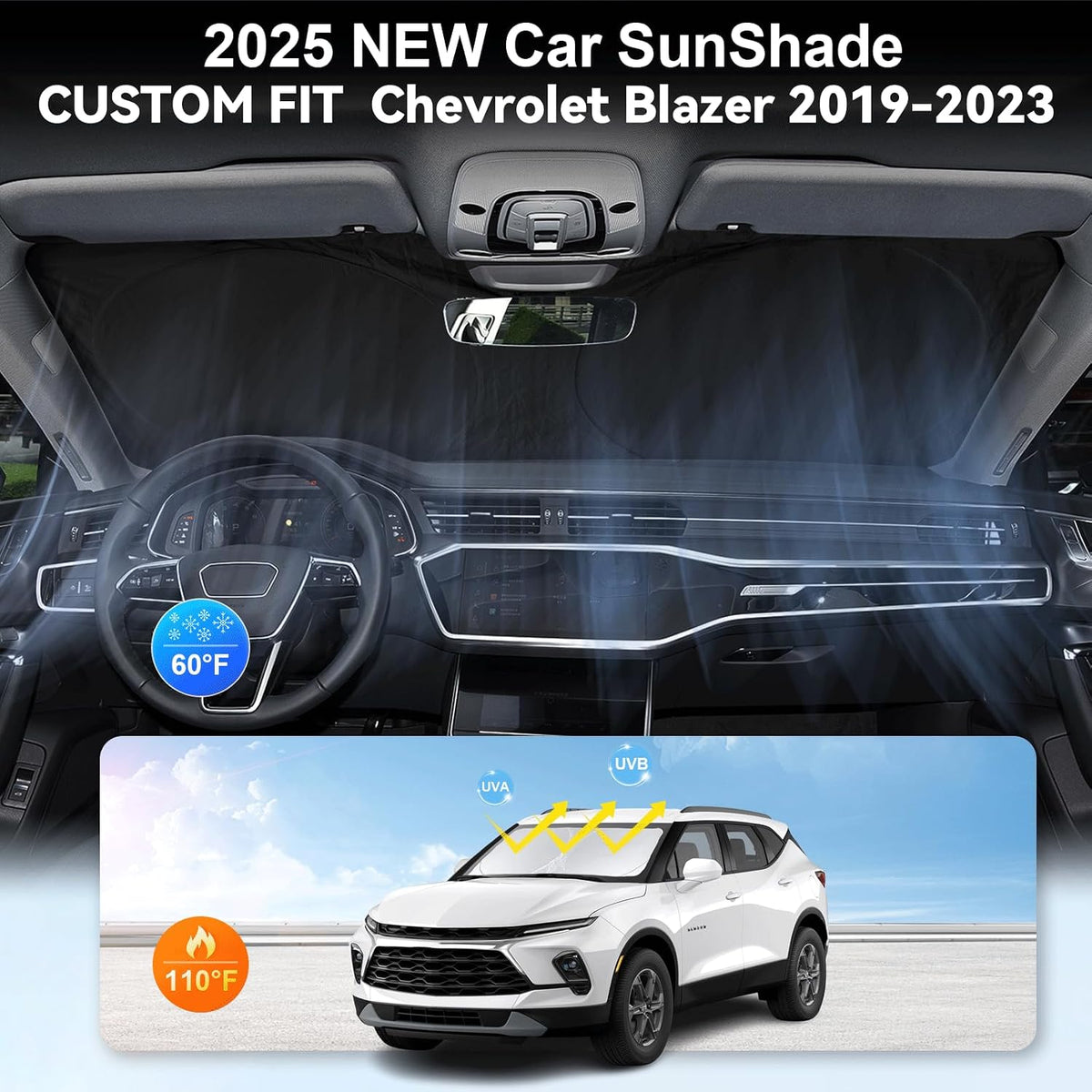 for Chevy Chevrolet Blazer Sunshade Windshield Sun Shade Fit 2019-2026