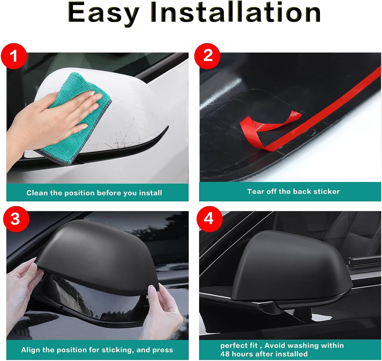 Rearview Mirror Guard Cover for 2020-2024 Tesla Model Y-YH | Side View Mirror Cover External Accessories Are Easy to Install (Matte Black, Y-Shaped)